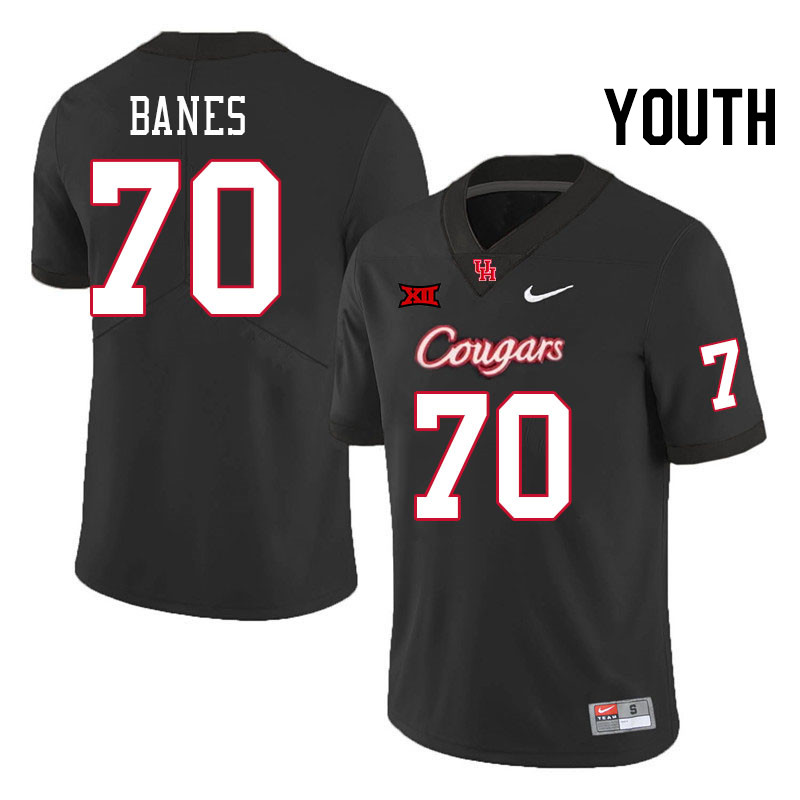 Youth #70 Max Banes Houston Cougars Big 12 XII College Football Jerseys Stitched-Black - Click Image to Close